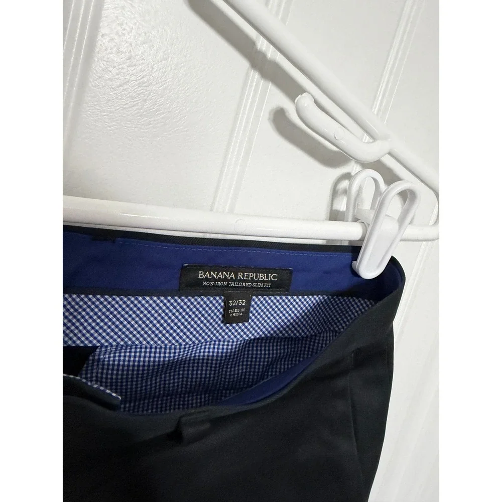 Banana Republic Chinos Mens 32x32 Non-Iron Tailored Slim Fit Navy Blue EUC